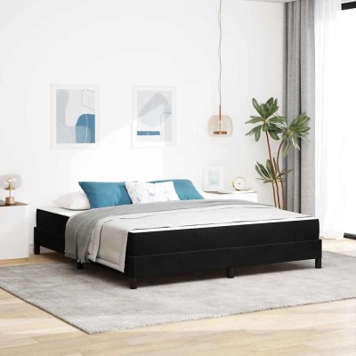 Cama box spring con colchón Negro 180 x 200 cm Terciopelo