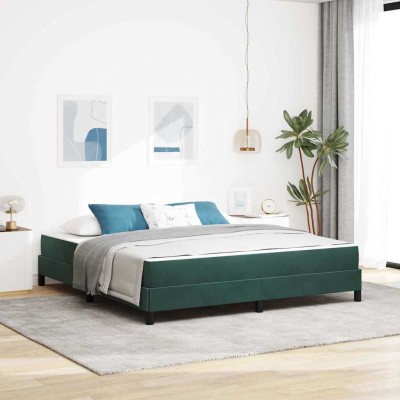 Cama box spring con colchón Verde oscuro 180 x 200 cm