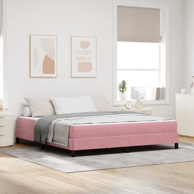 Cama box spring con colchón Rosa 180 x 200 cm Terciopelo