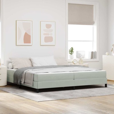 Cama box spring con colchón Gris Claro 200 x 200 cm Terciopelo