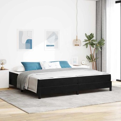 Cama box spring con colchón Negro 200 x 200 cm Terciopelo