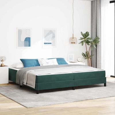 Cama box spring con colchón Verde oscuro 200 x 200 cm