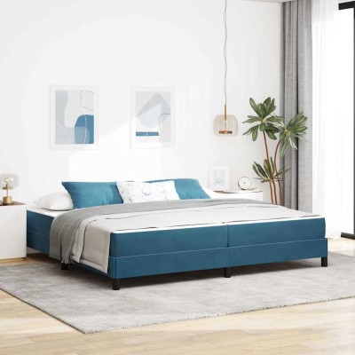 Cama box spring con colchón Azul Oscuro 200 x 200 cm Terciopelo