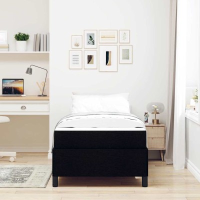 Cama tipo Box Spring Negro y Negro 90 x 190 cm