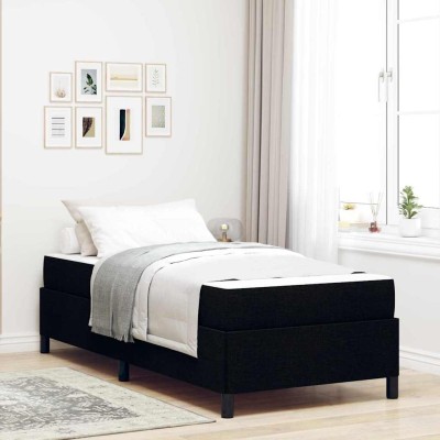 Cama tipo Box Spring Negro y Negro 90 x 200 cm