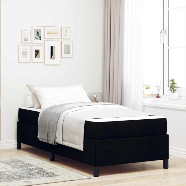 Cama tipo Box Spring Negro y Negro 90 x 200 cm