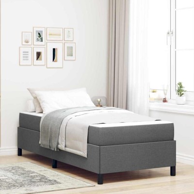 Cama tipo Box Spring Gris oscuro y Negro 100 x 200 cm