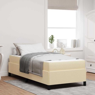 Cama tipo Box Spring Crema y Negro 100 x 200 cm