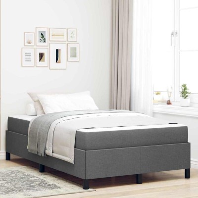 Cama tipo Box Spring Gris oscuro y Negro 120 x 190 cm