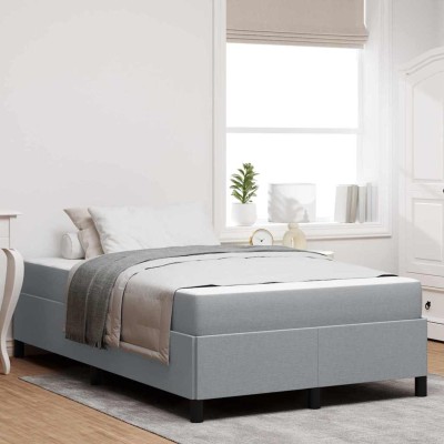 Cama tipo Box Spring Gris claro y negro 120 x 200 cm