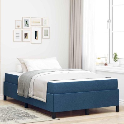 Cama tipo Box Spring Azul y Negro 120 x 200 cm