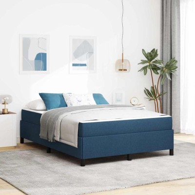 Cama tipo Box Spring Azul y Negro 140 x 190 cm