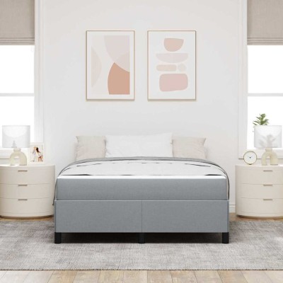 Cama tipo Box Spring Gris claro y negro 140 x 200 cm