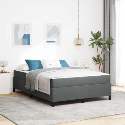 Cama tipo Box Spring Gris oscuro y Negro 140 x 200 cm