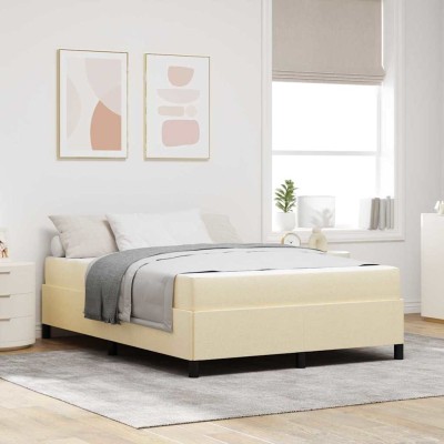 Cama tipo Box Spring Crema y Negro 140 x 200 cm