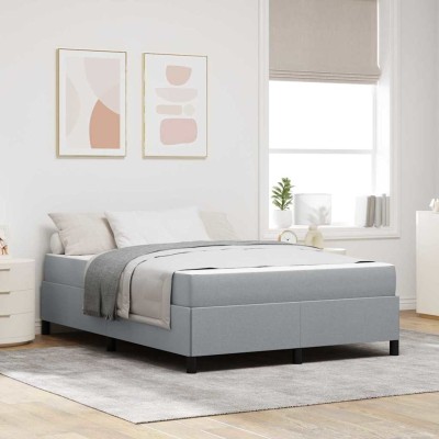 Cama tipo Box Spring Gris claro y negro 160 x 200 cm