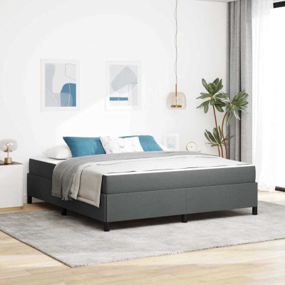 Cama tipo Box Spring Gris oscuro y Negro 180 x 200 cm