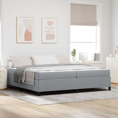 Cama tipo Box Spring Gris claro y negro 200 x 200 cm