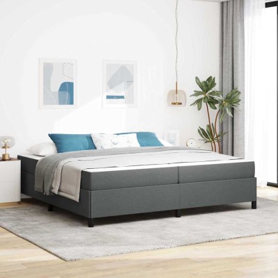 Cama tipo Box Spring Gris oscuro y Negro 200 x 200 cm
