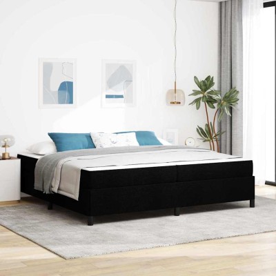 Cama tipo Box Spring Negro y Negro 200 x 200 cm