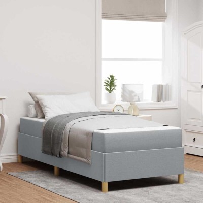 Cama tipo Box Spring Gris claro, Marrón y Blanco 80 x 200 cm