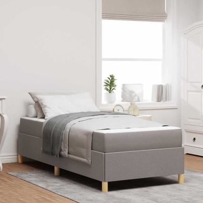 Cama tipo Box Spring Topo, Beige y Blanco 100 x 200 cm tela