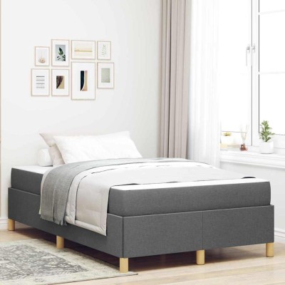 Cama tipo Box Spring con colchón Gris oscuro 120 x 190 cm tela
