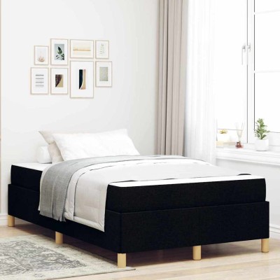 Cama tipo Box Spring Negro y Blanco y Negro 120 x 190 cm tela