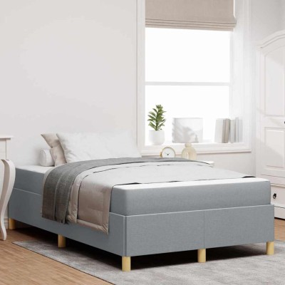Cama tipo Box Spring Gris claro y blanco y gris claro
