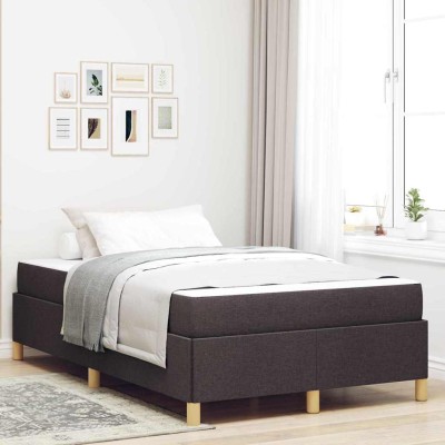 Cama tipo Box Spring Blanco y Marrón oscuro 120 x 200 cm