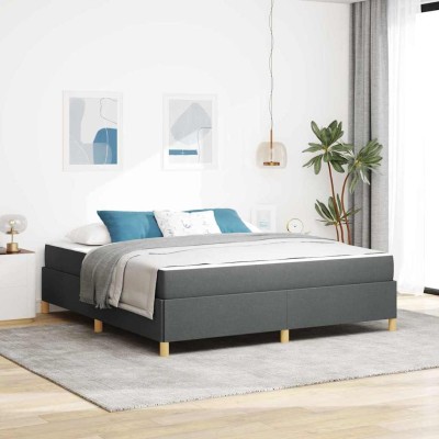 Cama tipo Box Spring Gris oscuro y blanco y gris oscuro
