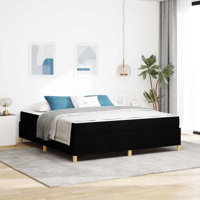 Cama tipo Box Spring Negro y Blanco y Negro 180 x 200 cm tela