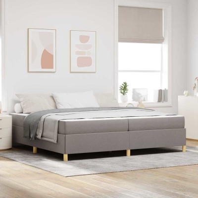 Cama tipo Box Spring Taupe y Blanco 200 x 200 cm tela