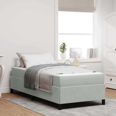 Estructura de cama Gris claro, Gris y Blanco 80 x 200 cm