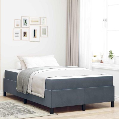 Estructura de cama Gris oscuro y Blanco 120 x 190 cm Terciopelo