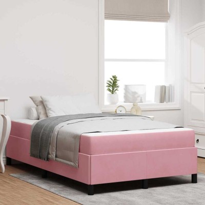 Estructura de cama Rosa y blanco 120 x 200 cm Terciopelo