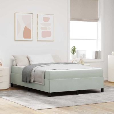 Estructura de cama Gris claro, Gris y Blanco 140 x 200 cm