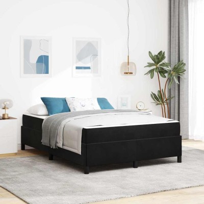 Estructura de cama Negro y Blanco 140 x 200 cm Terciopelo