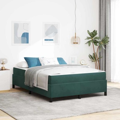 Estructura de cama Verde oscuro y blanco 140 x 200 cm