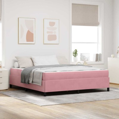 Estructura de cama Rosa y blanco 180 x 200 cm Terciopelo