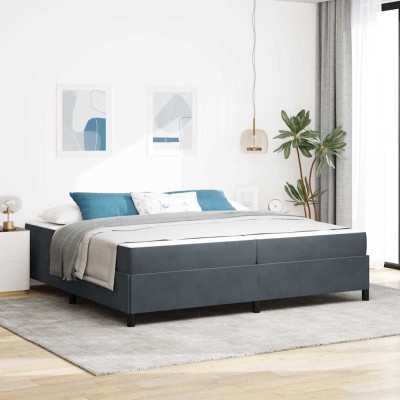 Estructura de cama Gris oscuro, Gris y Blanco 200 x 200 cm