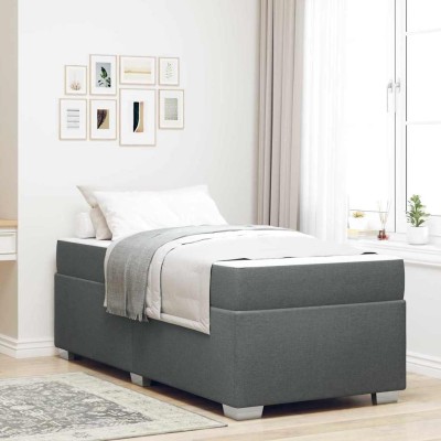 Estructura de cama Gris oscuro 90 x 190 cm tela