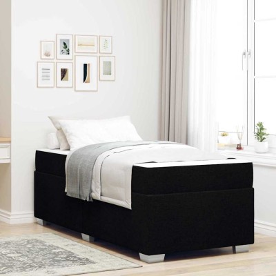 Estructura de cama Negro 90 x 190 cm tela