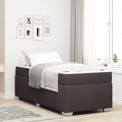 Estructura de cama Marrón oscuro 100 x 200 cm tela