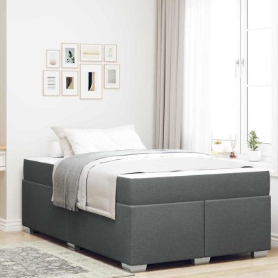 Estructura de cama Gris oscuro 120 x 190 cm tela