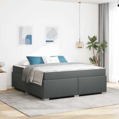 Estructura de cama Gris oscuro 180 x 200 cm tela