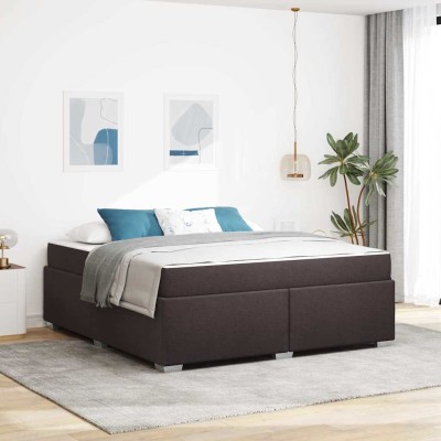 Estructura de cama Marrón oscuro 180 x 200 cm tela