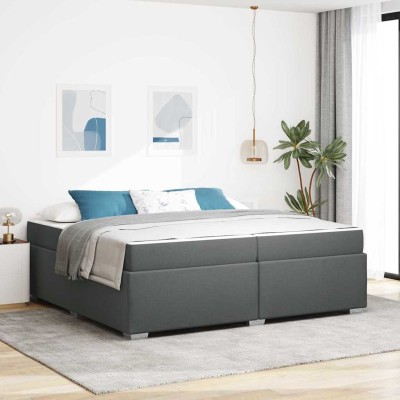 Estructura de cama Gris oscuro 200 x 200 cm tela