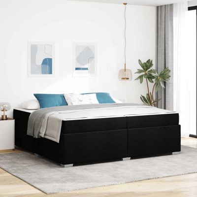 Estructura de cama Negro 200 x 200 cm tela