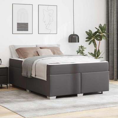 Estructura de cama Gris 140 x 200 cm Cuero sintético
